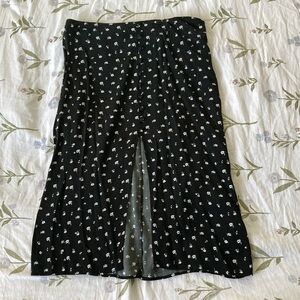 H&M Black Floral Midi Skirt